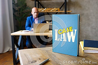 LAW CASE book`s title. Is the collection of past legal decisions written by courts and similarÂ tribunalsÂ in the course of Stock Photo